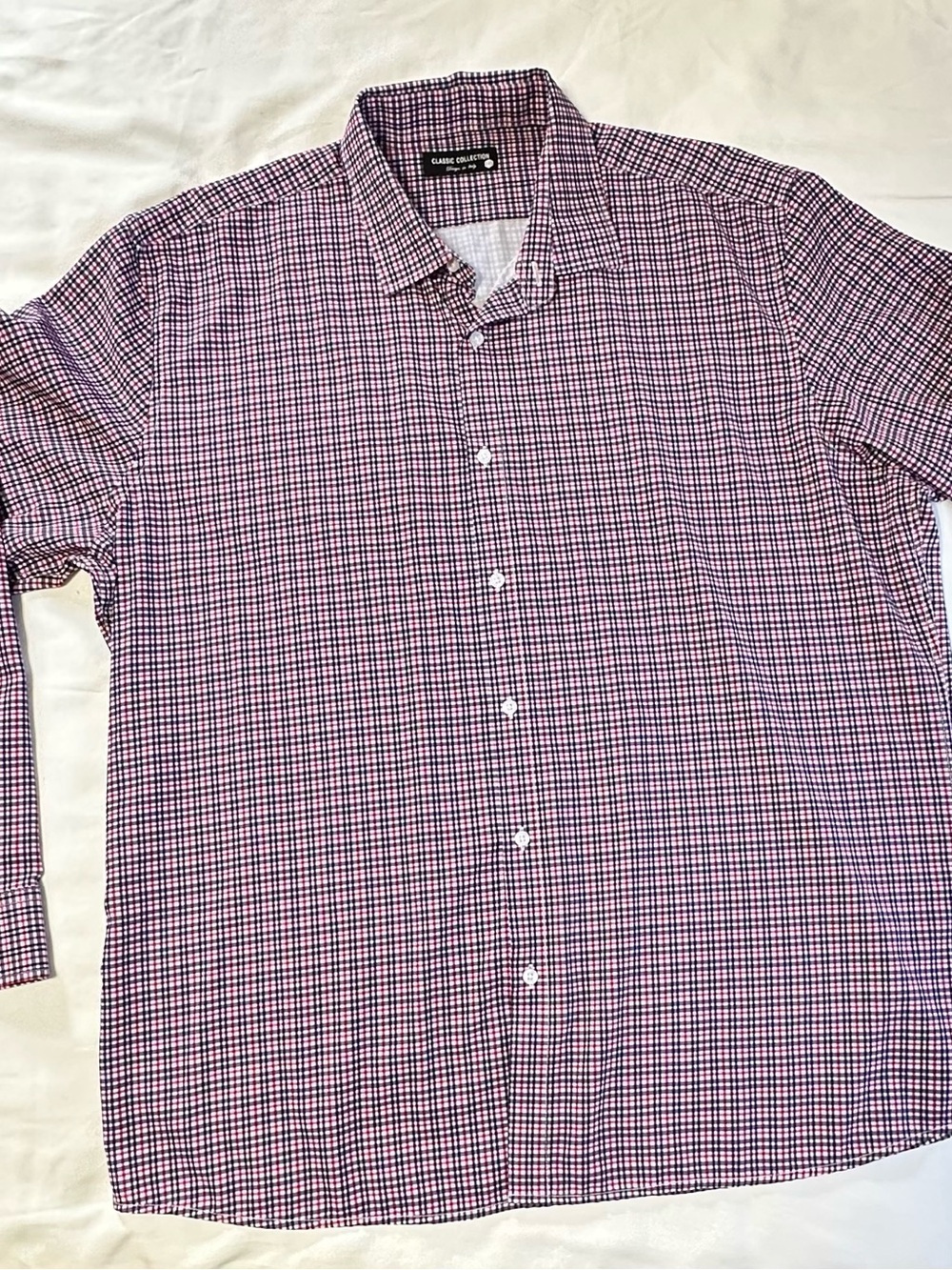 IC COLLECTION Men's Pink and Black Micro-Check Dress Shirt